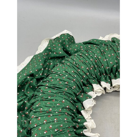 vintage handmade Christmas wreath bunched green white lace 18" hook back READ - Picture 9 of 9